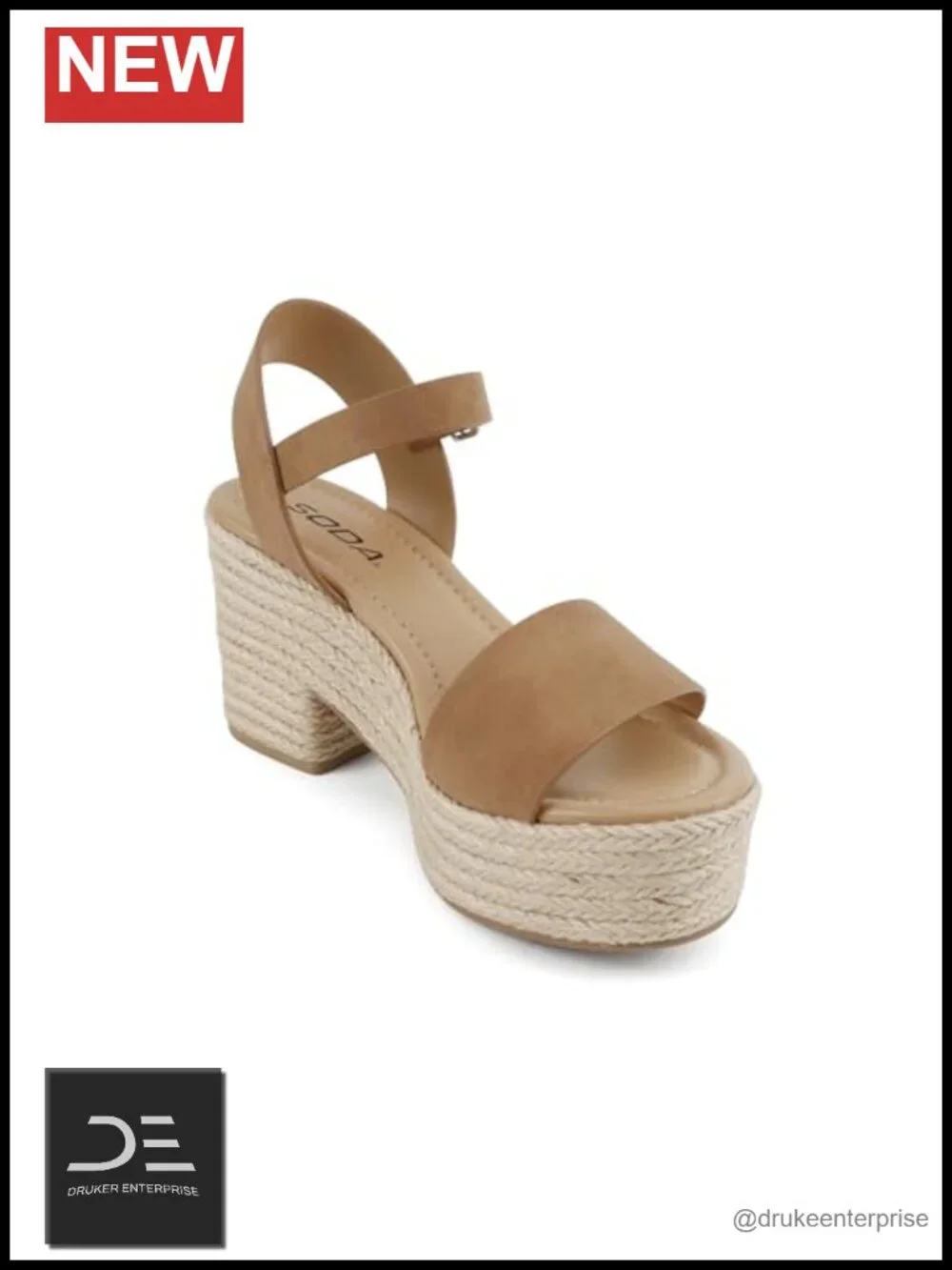 Platform Wedge Sandals with Jute Wrap Ankle Strap Open Toe